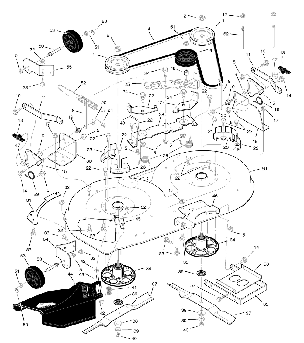 Mower Housing Diagram and Parts List for 425001X8E 2005 Briggs and Stratton Lawn Tractor